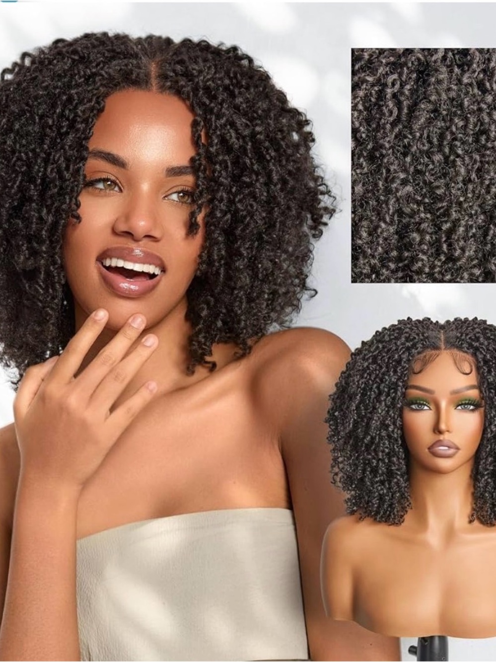 Curly Wig 11X4 Lace Frontal Wig Veralux Fiber 12'' Micro Twist Wigs 200% Dens...